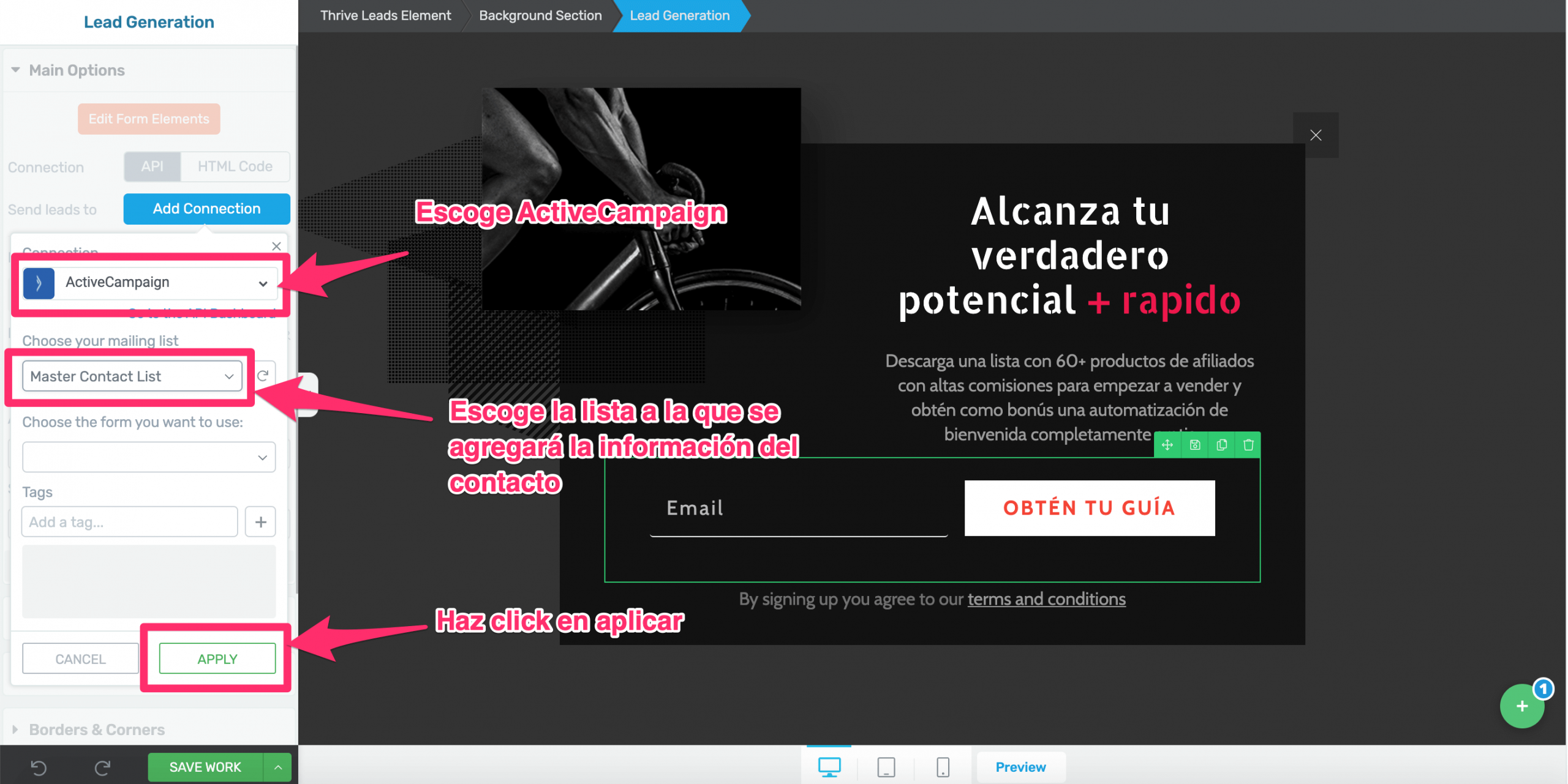 Como crear un blog paso a paso. Integrando ActiveCampaign con Thrive Leads