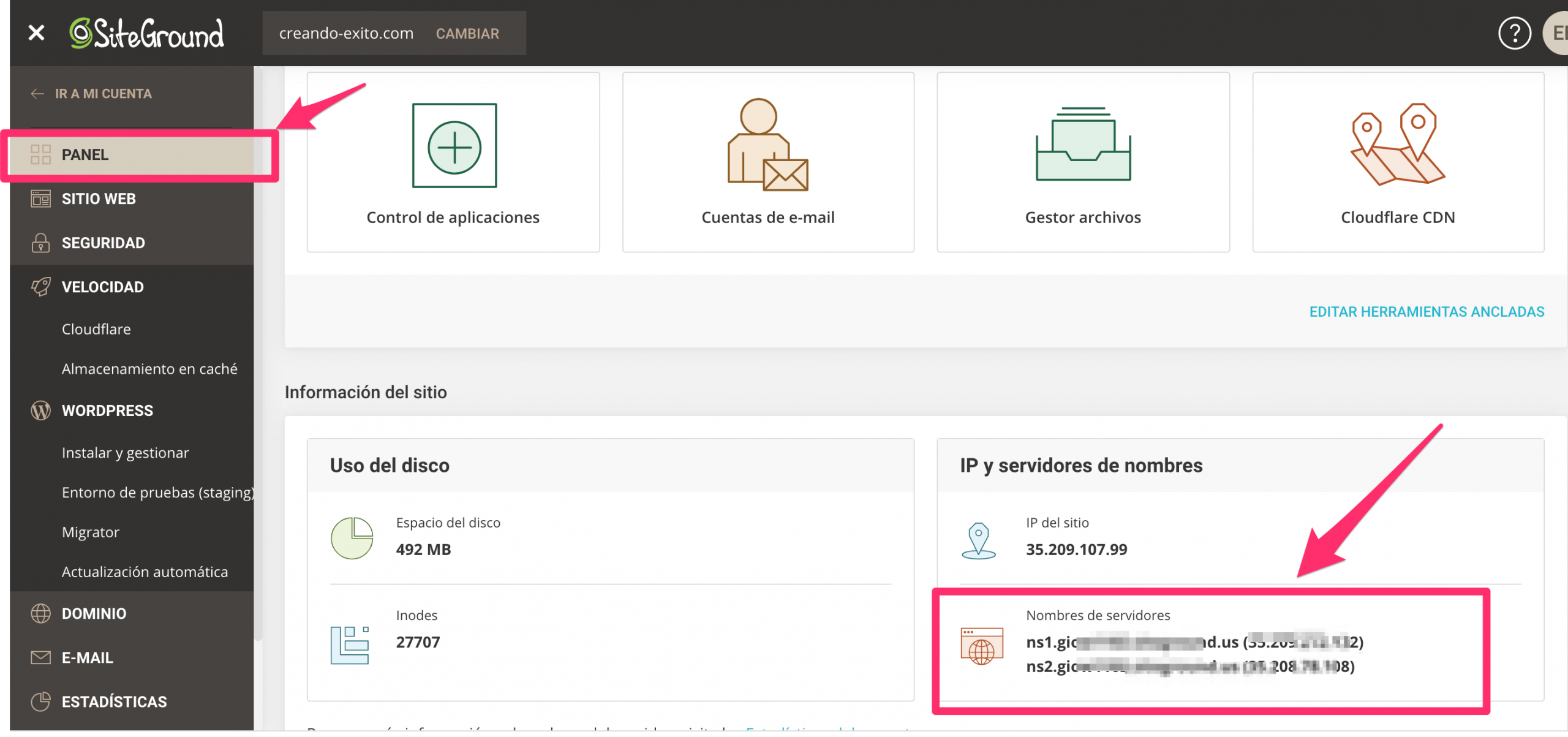como configurar dns en siteground